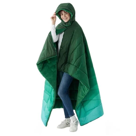 RARE FIND! Weatherproof Vintage HOODED OUTDOOR BLANKET | Green 54x72" - Picture 7 of 13